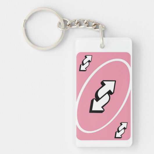 Sassy Pink UNO Reverse Card Keychain – Meme Lover (Voorkant)
