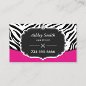 Sassy Pink Zebra Print Hair Stylist Afspraak Afsprakenkaartje (Voorkant)