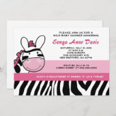Sassy Pink Zebra Stripe Diva Baby shower 5x7 Uitno Kaart (Voorkant / Achterkant)