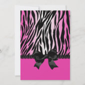 Sassy Pink Zebra Uitnodiging voor Bow (Voorkant)