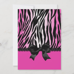 Sassy Pink Zebra Uitnodiging voor Bow