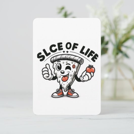 Sassy Pizza Slice met persoonlijkheid Bedankkaart (Staand voorkant)