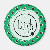 Sassy Polka Dots Lachmagneet - Groen Magneet (Voorkant)