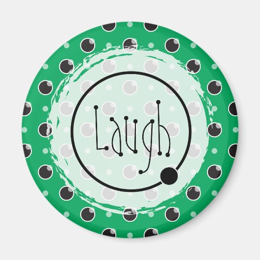 Sassy Polka Dots Lachmagneet - Groen Magneet (Voorkant)