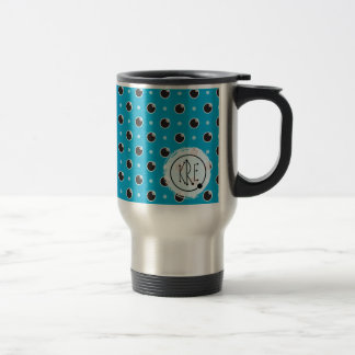 Sassy Polka Dots Monogram Travel Mug - Aqua Reisbeker