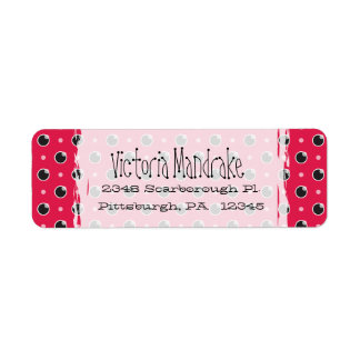 Sassy Polka Dots Retouradres Label - Berry Pink