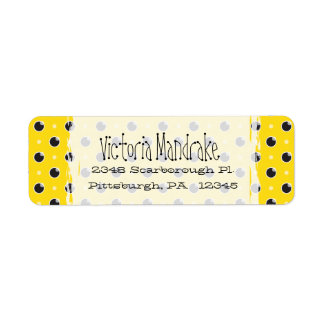Sassy Polka Dots Retouradres Label - Geel