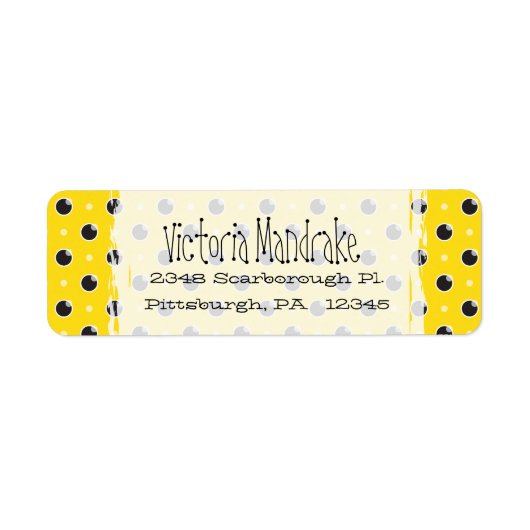 Sassy Polka Dots Retouradres Label - Geel (Voorkant)