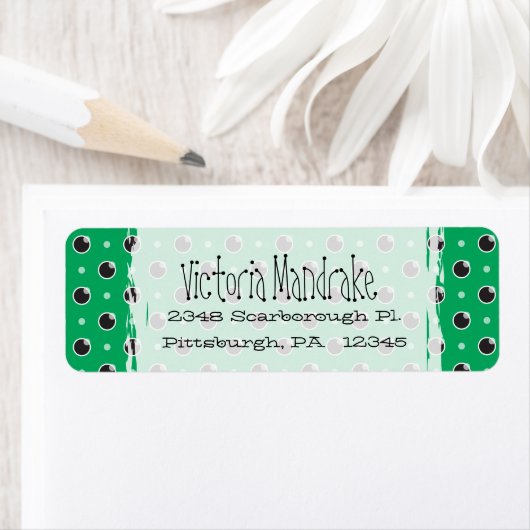 Sassy Polka Dots Return Address Label - Groen