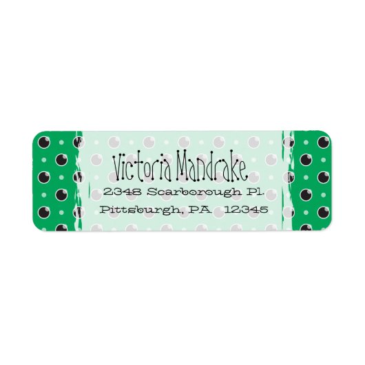 Sassy Polka Dots Return Address Label - Groen (Voorkant)