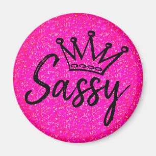 Sassy Princess - Black en Pink Glitz Crown Magneet