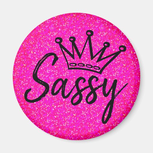 Sassy Princess - Black en Pink Glitz Crown Magneet (Voorkant)