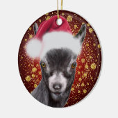 Sassy Pygmy Goat Santa Hat kerstversiering Keramisch Ornament (Links)