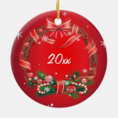 Sassy Pygmy Goat Santa Hat kerstversiering Keramisch Ornament (Achterkant)