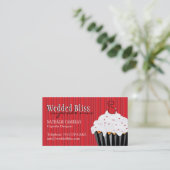 Sassy Red en Black Cupcake Visitekaartje (Staand voorkant)