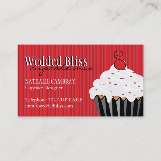 Sassy Red en Black Cupcake Visitekaartje (Voorkant)