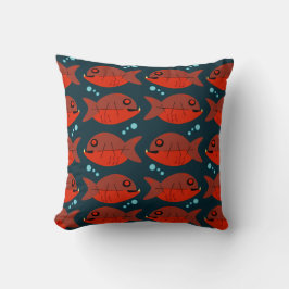 Sassy Red Fish Pattern Fun Retro Happy Design Kussen