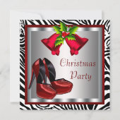 Sassy Red High Heel Shoes Zebra Kerstfeest Kaart (Voorkant)