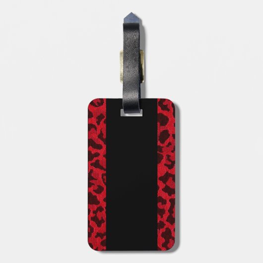 Sassy Red Leopard Monogram Bagagelabel (Achterkant verticaal)