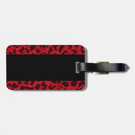 Sassy Red Leopard Monogram Bagagelabel (Achterkant horizontaal)