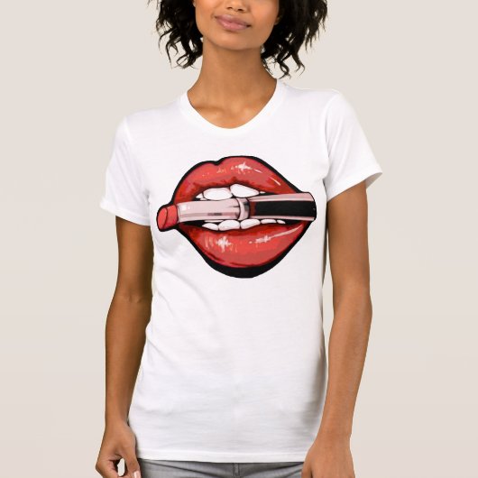 Sassy Red Lips Graphic Print T-shirt (Voorkant)