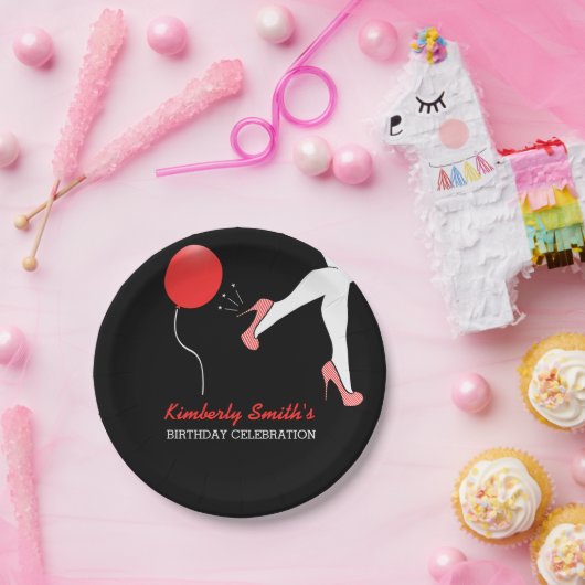 Sassy Red Stiletto Hoge Hakken Verjaardag Papieren Bordje (Feest)