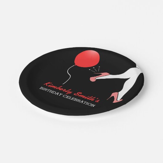 Sassy Red Stiletto Hoge Hakken Verjaardag Papieren Bordje (Gekanteld)