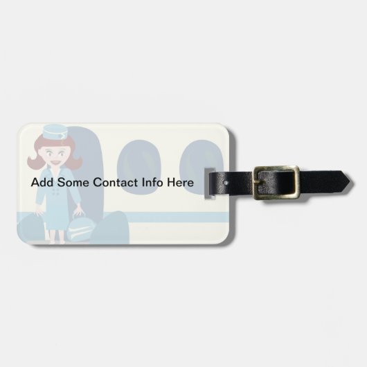 Sassy Retro Stewardess Travel Label Bagagelabel (Voorkant horizontaal)