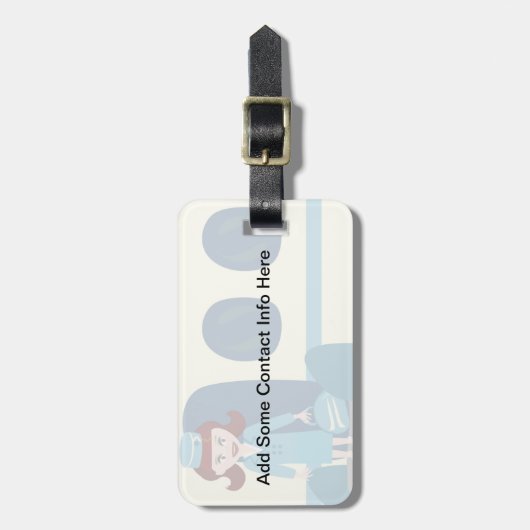 Sassy Retro Stewardess Travel Label Bagagelabel (Voorkant verticaal)