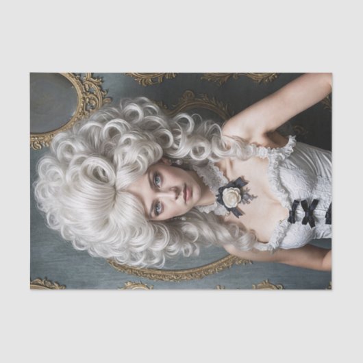 Sassy Rococo Lady Decoupage |  elegantie Tissuepapier (Voorkant)