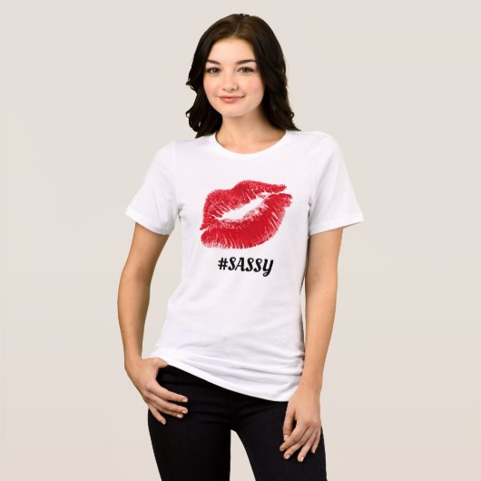 SASSY RODE LIPPEN Tri-Blend SHIRT (Voorkant volledig)
