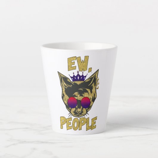 Sassy Royal Cat - "Ew. Mensen" Grappige kattenlief Latte Mok (Voorkant)