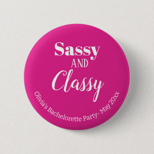 Sassy roze vrijgezellenfeest ronde button 5,7 cm