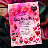 Sassy Roze Waterverf Girl's Galentine's Day Party Kaart