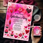 Sassy Roze Waterverf Girl's Galentine's Day Party Kaart