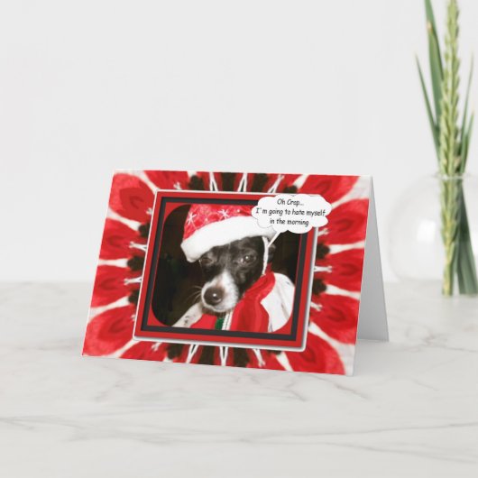 Sassy Santa Dog Feestdagen Kaart (Voorkant)