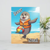 Sassy Seal | Schattigee Cartoon Kind Nursery Art (Staand voorkant)