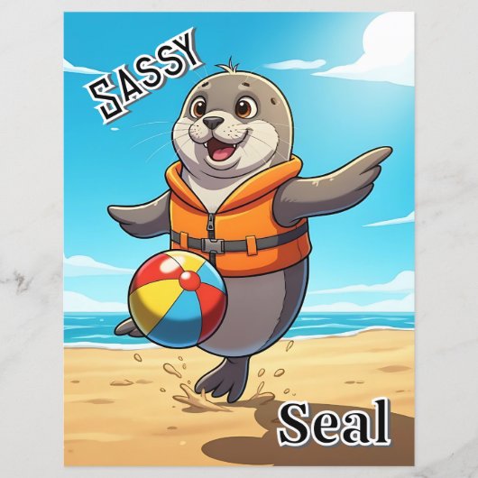Sassy Seal | Schattigee Cartoon Kind Nursery Art (Voorkant)