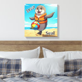 Sassy Seal | Schattigee Cartoon Kind Nursery Art Canvas Afdruk (Insitu (Slaapkamer))