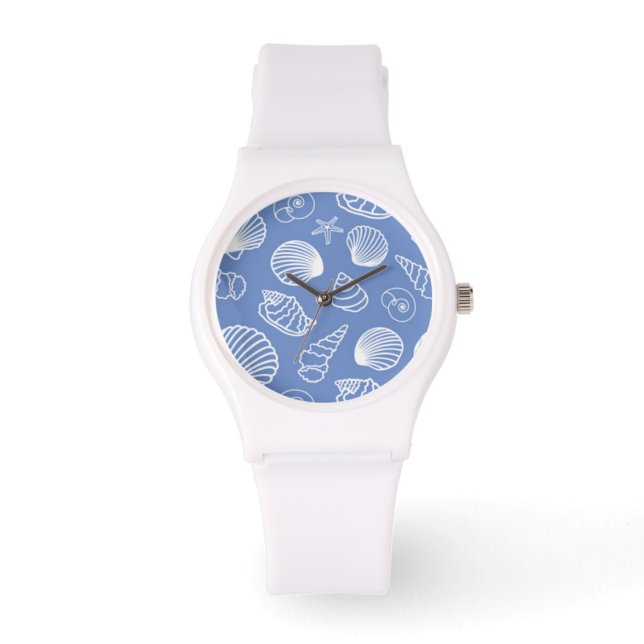 Sassy Seashell Pattern Horloge (Voorkant)