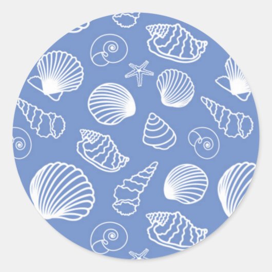 Sassy Seashell Pattern Ronde Sticker (Voorkant)