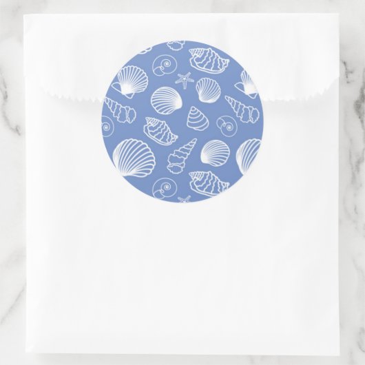 Sassy Seashell Pattern Ronde Sticker (Tas)