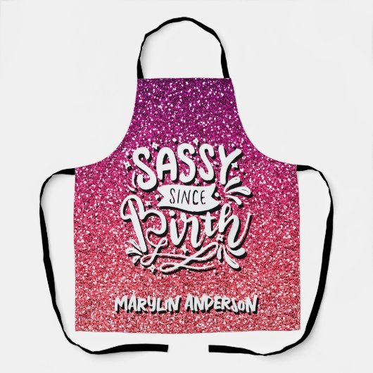 SASSY SINCE BIRTH CUSTOM GLITTER TYPOGRAPHY SCHORT (Voorkant)