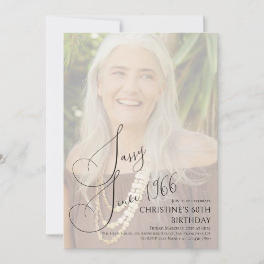 Sassy Since Custom Sixtieth Birthday Photo Kaart (Voorkant)