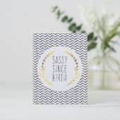 Sassy sinds geboorte briefkaart (Staand voorkant)