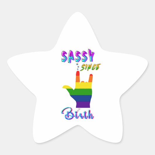 Sassy sinds geboorte ster sticker (Voorkant)