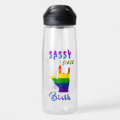 Sassy sinds geboorte waterfles (Achterkant)
