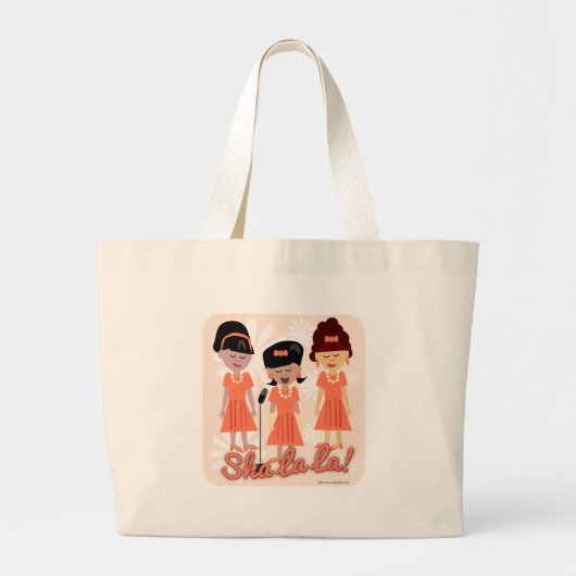 Sassy Sixties Girl Group Cute Retro Music Design Grote Tote Bag (Voorkant)