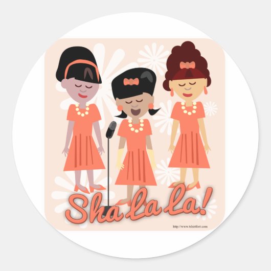 Sassy sixties meisje groep ronde sticker (Voorkant)