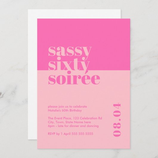 Sassy Sixty Soirée 60e verjaardag uitnodiging (Voorkant / Achterkant)